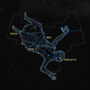 アンドロメダ座イラスト（20時正中時の星空）