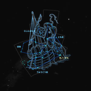アルゴ座イラスト（20時正中時の星空）