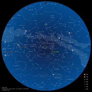 星図：秋の星座（黒背景）