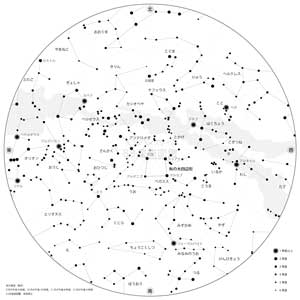 星図：秋の星座（白黒）