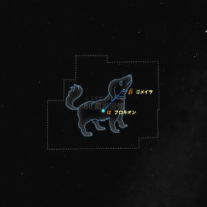 こいぬ座イラスト（20時正中時の星空）