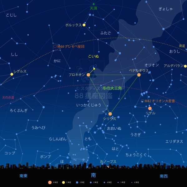 こいぬ座の見つけ方（東京の星空）