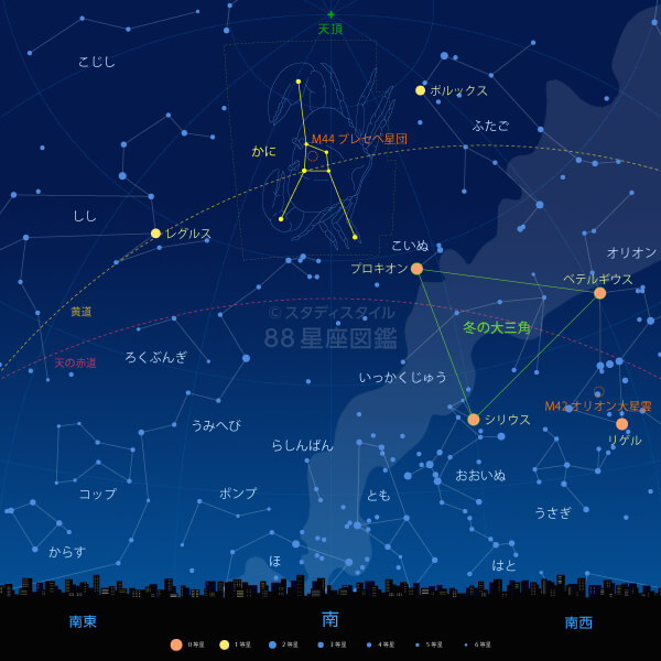 かに座の見つけ方（東京の星空）