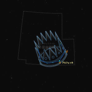 かんむり座イラスト（20時正中時の星空）