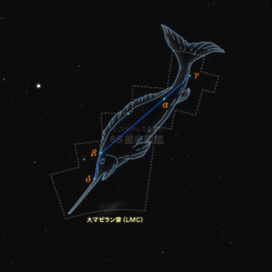 かじき座イラスト（20時正中時の星空）