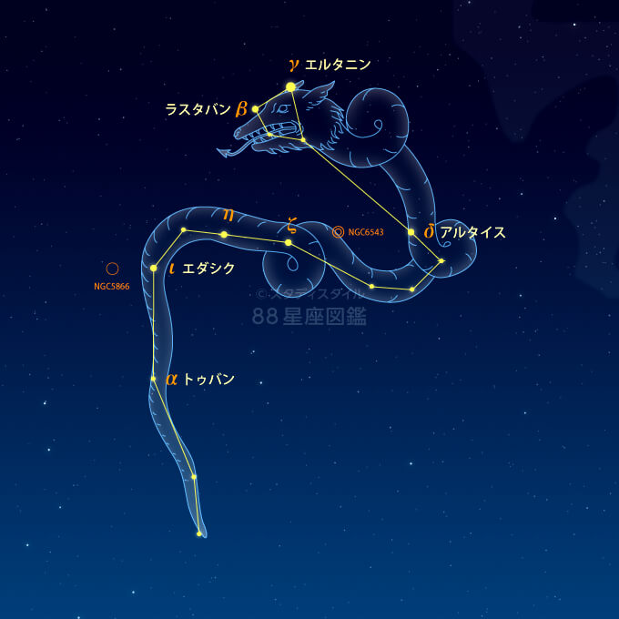 りゅう座カラー星図｜やさしい88星座図鑑