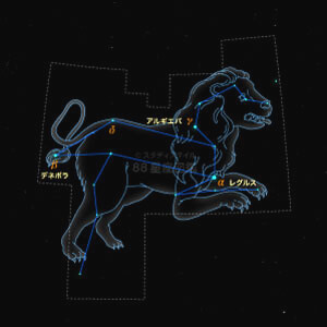 しし座イラスト（20時正中時の星空）