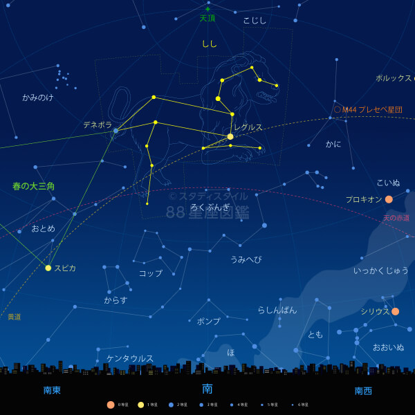 しし座の見つけ方（東京の星空）