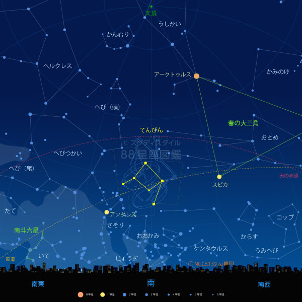 てんびん座の見つけ方（東京の星空）