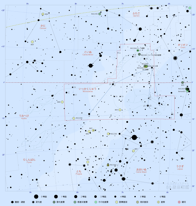 いっかくじゅう座の星図