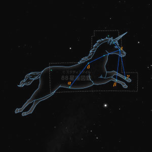 いっかくじゅう座イラスト（20時正中時の星空）