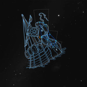 とも座イラスト（20時正中時の星空）