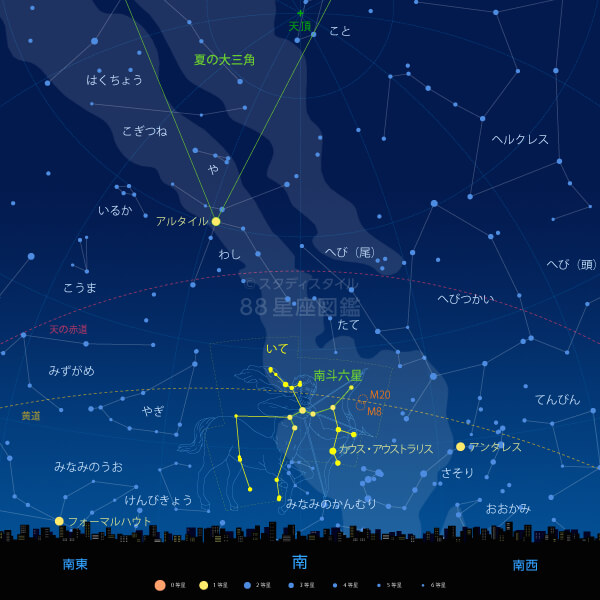 いて座の見つけ方(東京の星空)