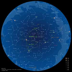 星図：春の星座（黒背景）