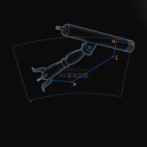 ぼうえんきょう座イラスト（20時正中時の星空）