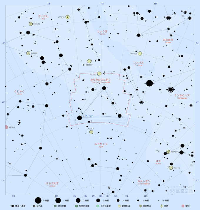 みなみのさんかく座の星図