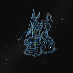 ほ座イラスト（20時正中時の星空）